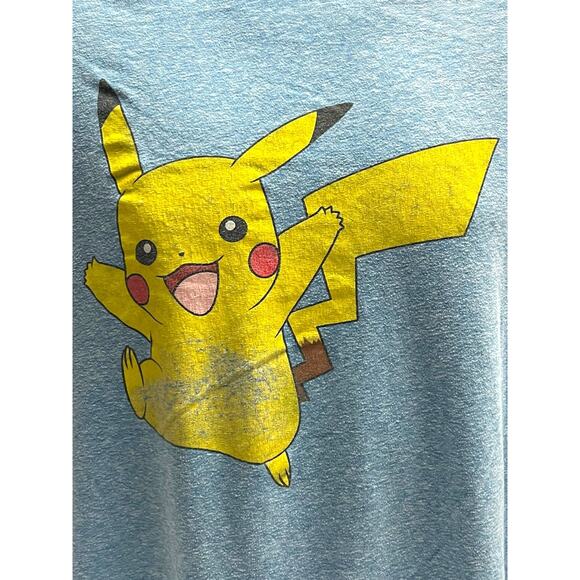 Pokémon Pikachu T-Shirt Adult Large Blue Gray Ringer Tee Nintendo Hybrid Apparel - Picture 3 of 6